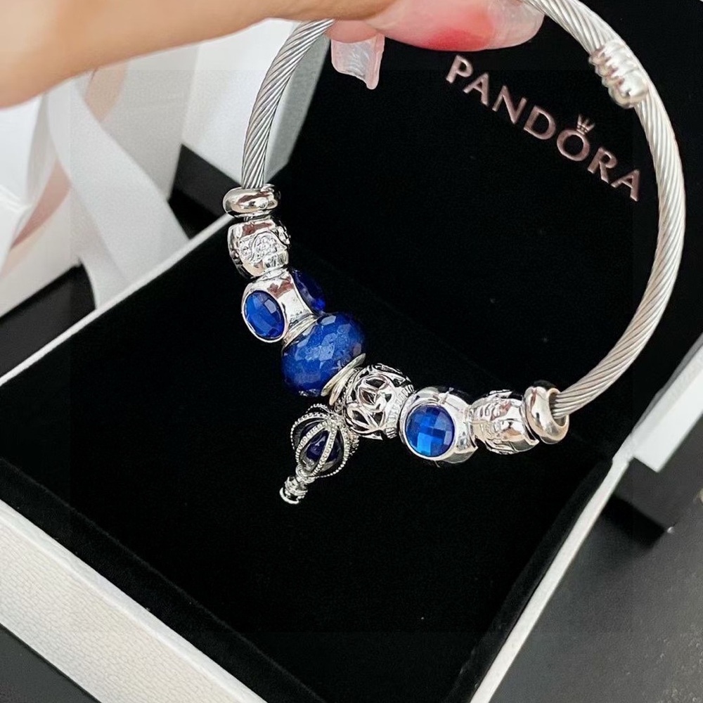 Pandora Silver Bracelet with Sapphire Blue Accents